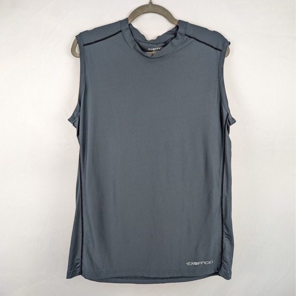 ExOfficio Mens Give-n-Go Sport Mesh M Gray Muscle Activewear Tank Shirt Gorpcore - Picture 1 of 8